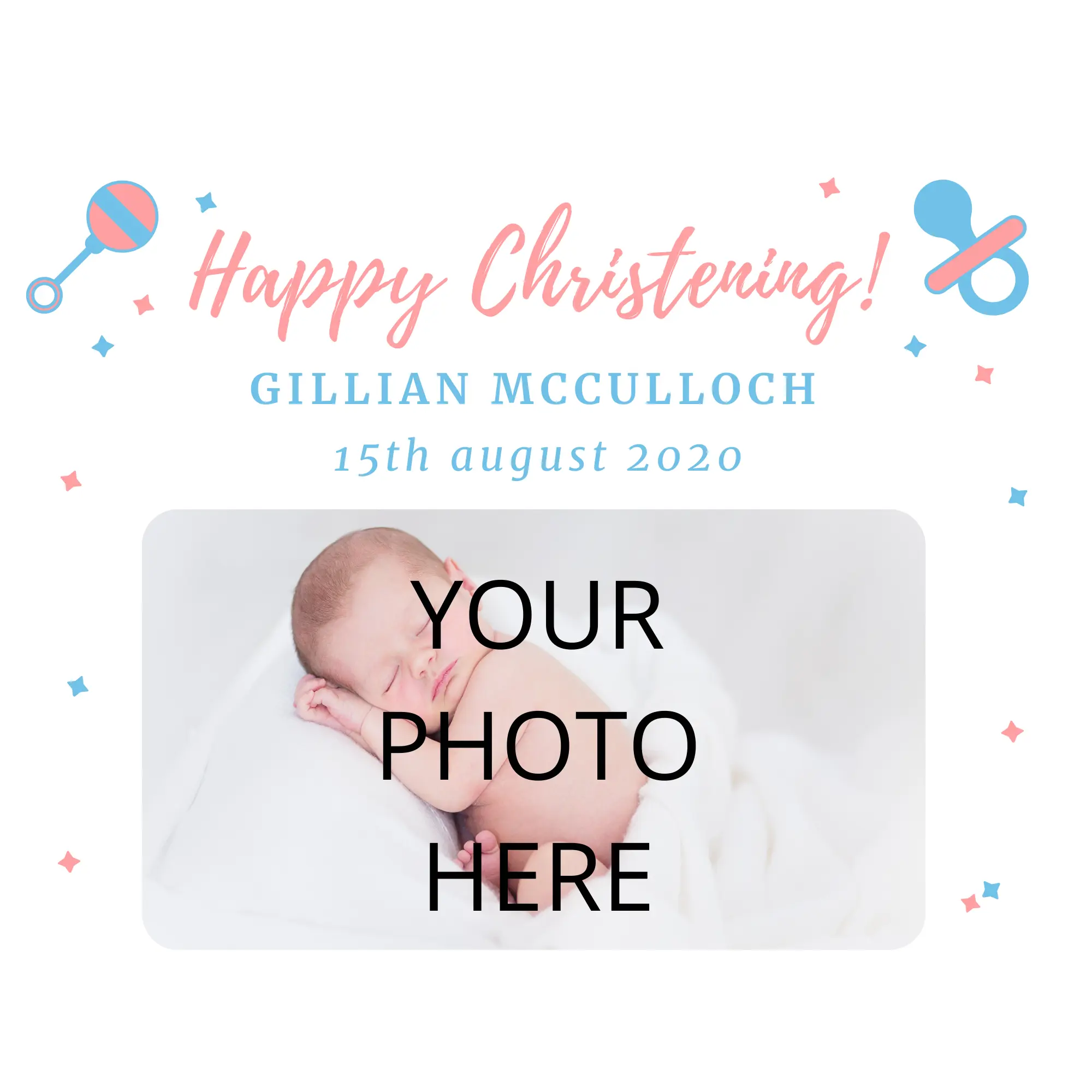 christening pink blue